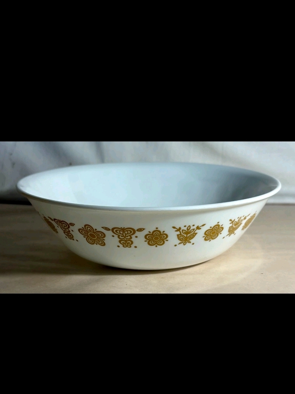 Corelle White Serving Bowl with Gold Floral Border